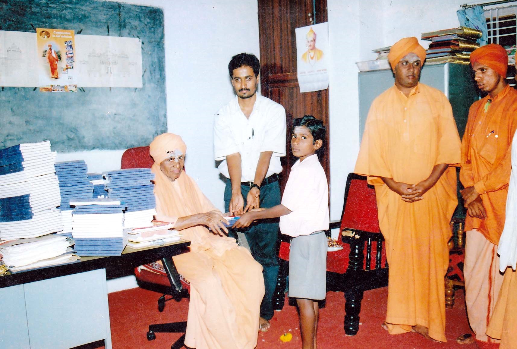Early educational gathering with students and Swamijis
